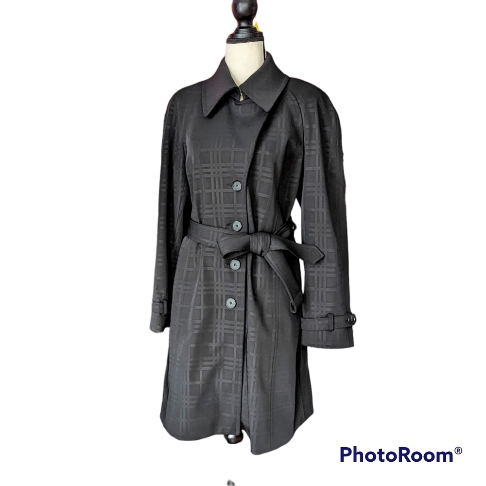 Hilary Radley Black Heavy-Weight Trench Coat Size SP - Picture 2 of 8